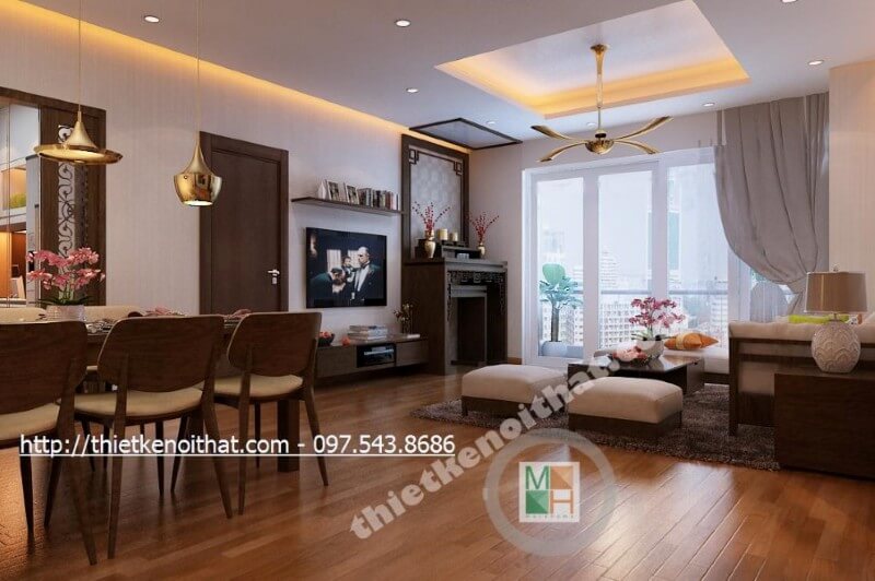 Mẫu thiết kế nội thất phòng khách bằng gỗ đẹp