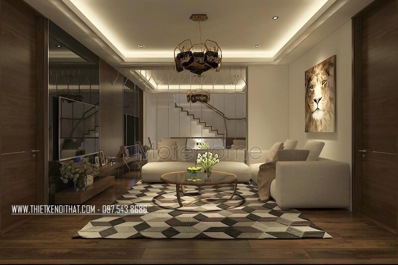 Mẫu thiết kế nội thất phòng khách bằng gỗ đẹp